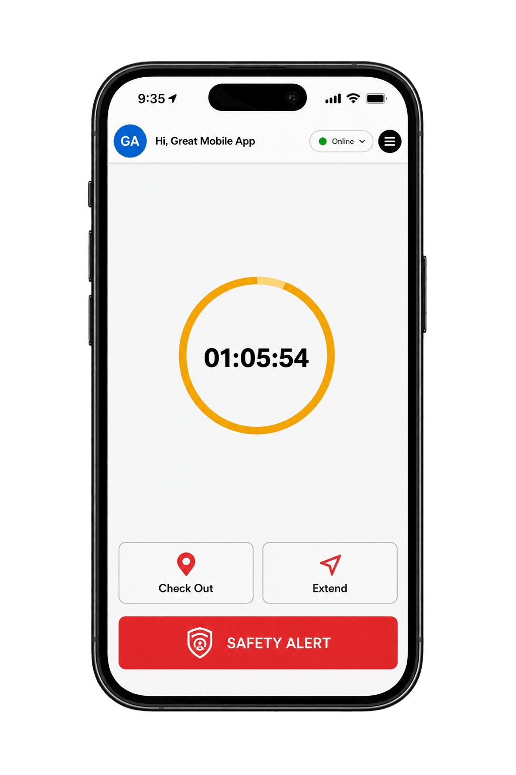 Scheduled safety check-in screen