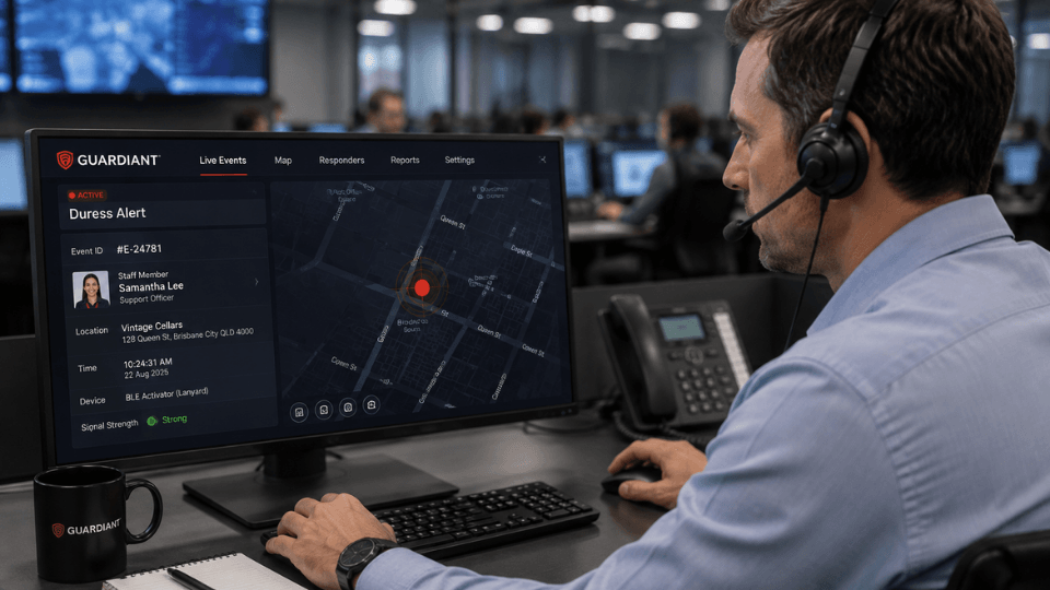 Operator viewing a duress event
