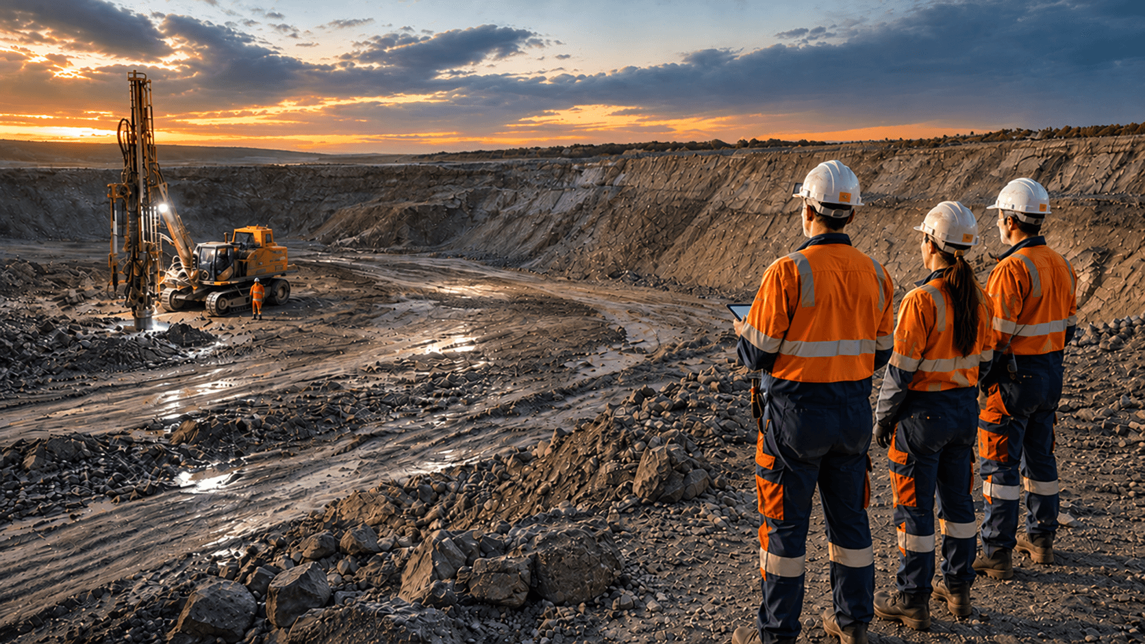 Workers at a quarry site