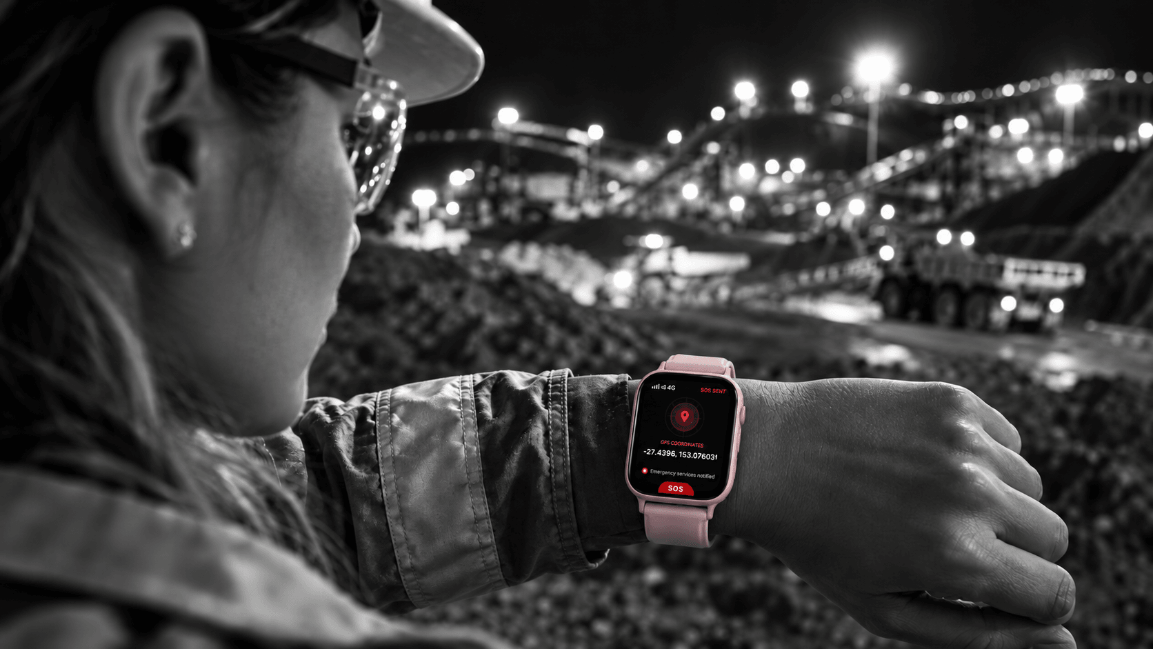 Remote worker wearing a Guardiant safety watch