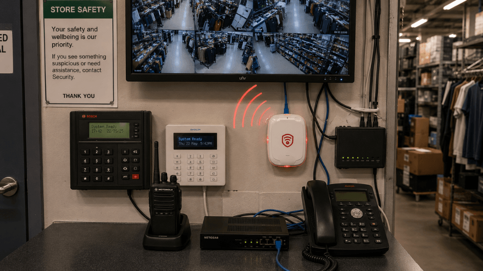 Overwatch equipment installed alongside workplace security