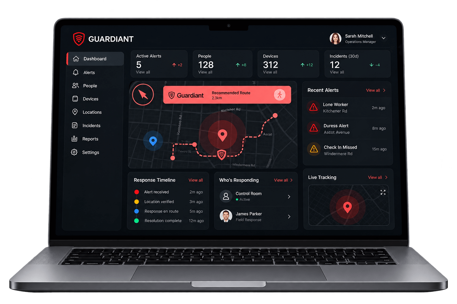Guardiant Portal dashboard on a laptop